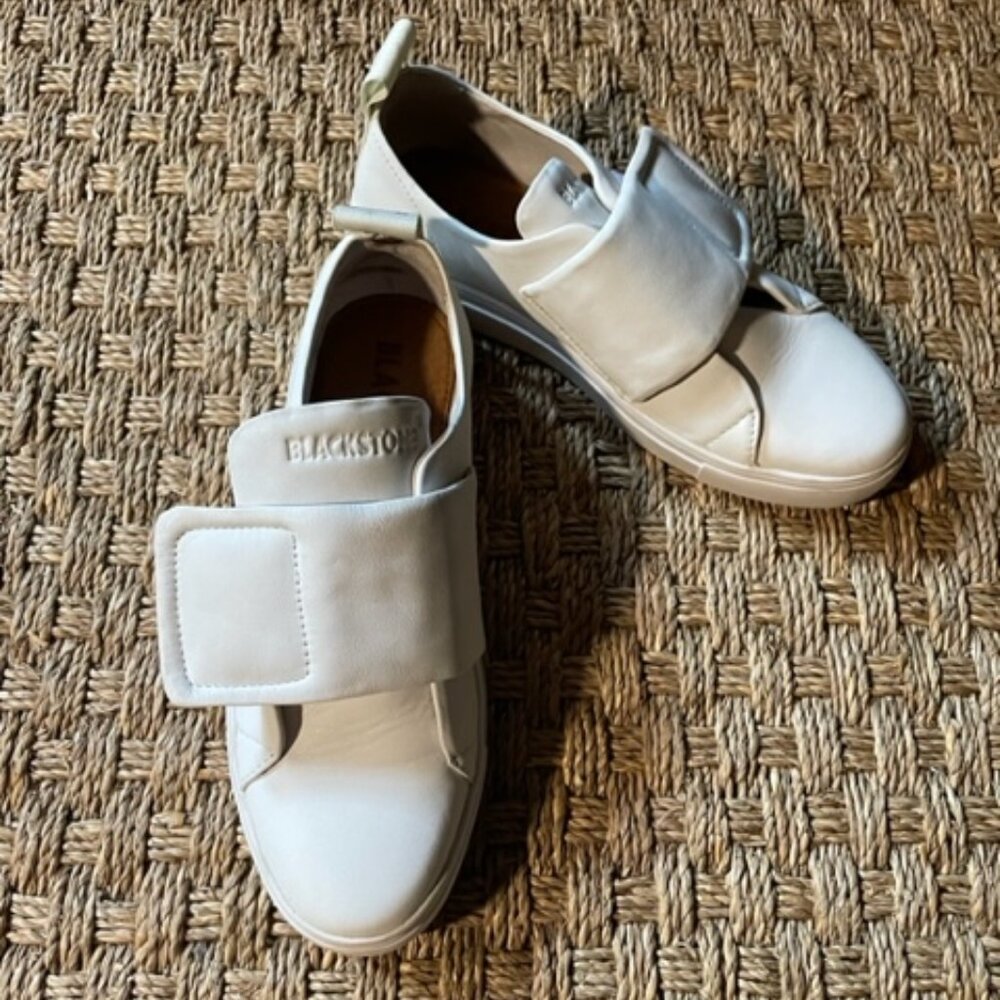 Blackstone RL61 leather sneakers with velcro closure in White Oxide